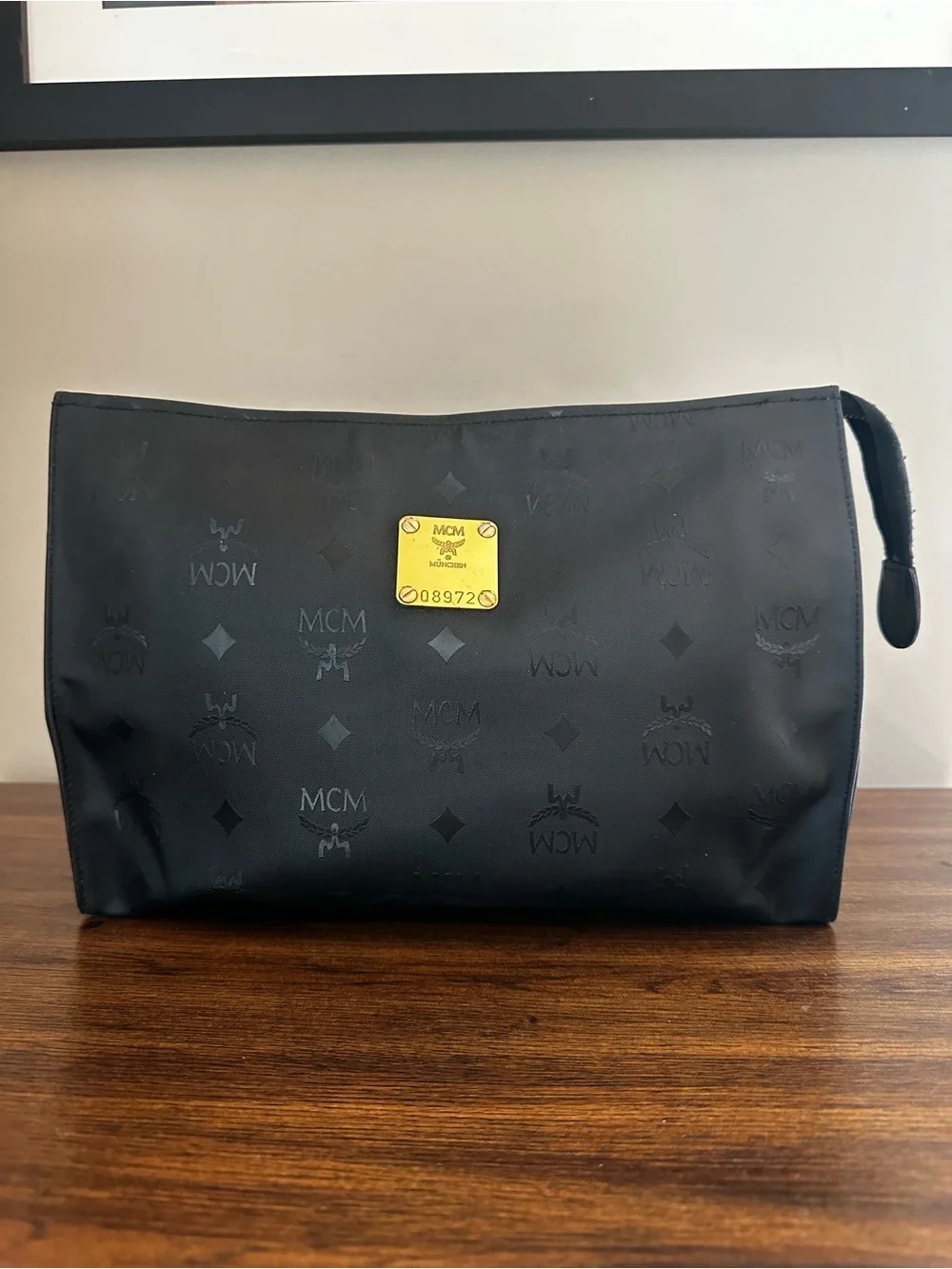 MCM Black Monogram Clutch / Pouch